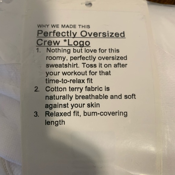 ❤️LULULEMON PERFECTLY OVERSIZED CREW* LOGO-WHITE❤️ - Picture 10 of 12
